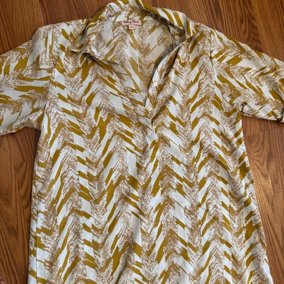 Falling Flower Yellow White Abstract Patterned Dress Size S NWOT - Picture 3 of 7